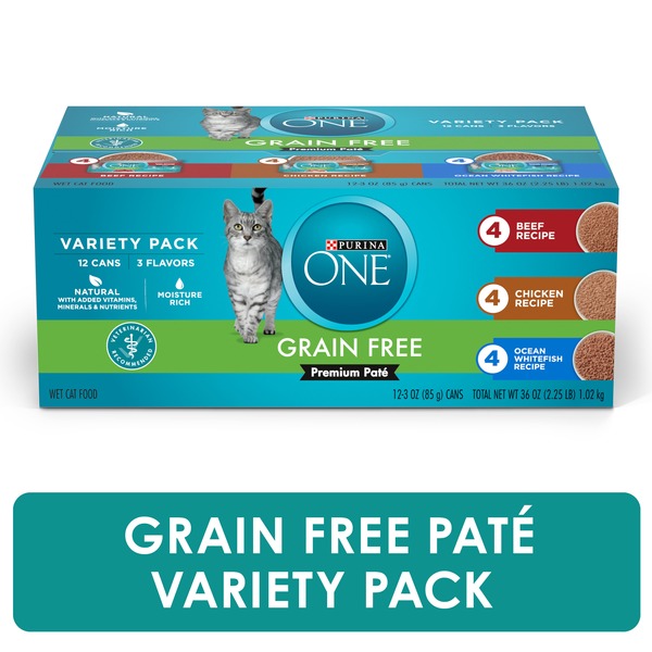 Purina ONE Grain Free, Natural Pate Wet Cat Food Variety Pack, Beef