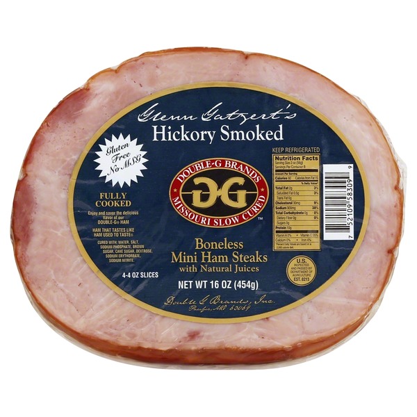 Double G Brands Ham, Boneless, Mini Steaks, Hickory Smoked (4 each