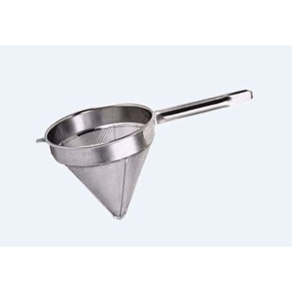 China Cap Strainer, 10" diameter, coarse mesh, stainless steel