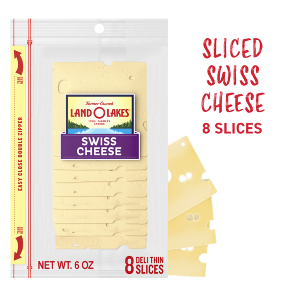 cheeseオーダーページ Land O Lakes Swiss Cheese, Packaged Sliced Cheese, 6 oz, 8