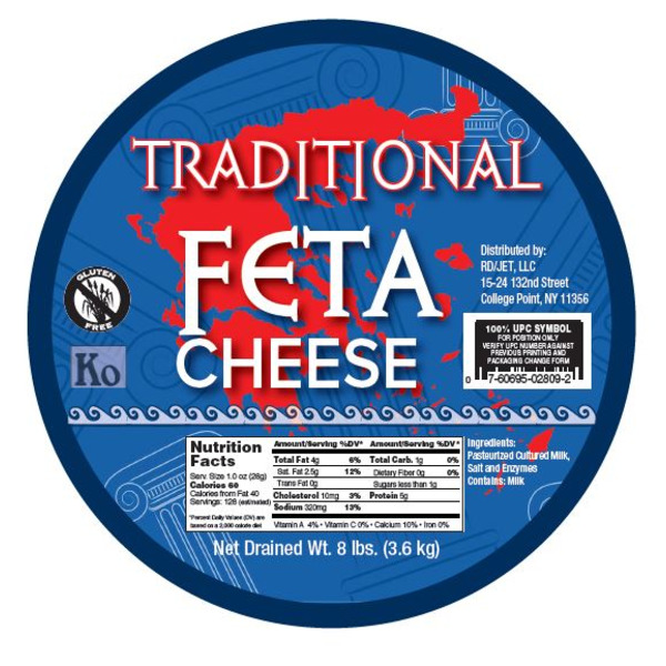 Traditional - Feta Cheese Tub - 8 lbs