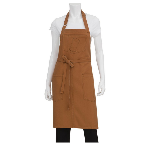 Rockford Bib Apron, 34"L x 30"W, nutmeg
