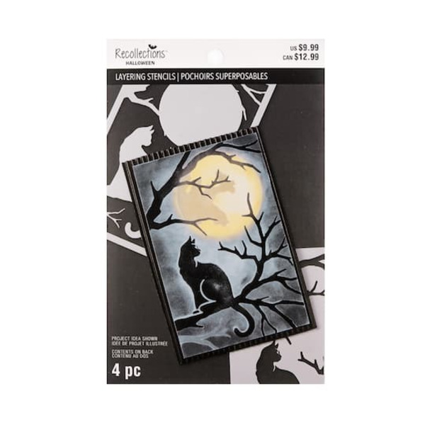 Recollections Cat & Full Moon Layering Stencil 4-Piece Set