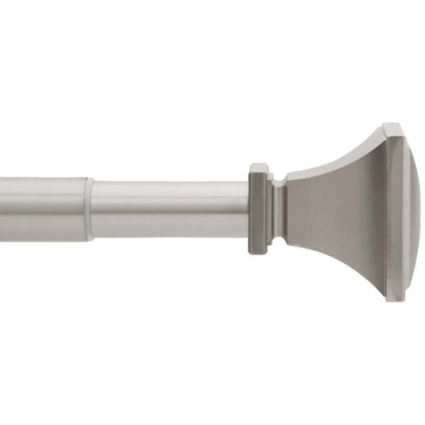 Home Decorators Collection 36 In. - 72 In. Telescoping 1 In. Single Curtain Rod Kit In Brushed Nickel With Urn Square Finials