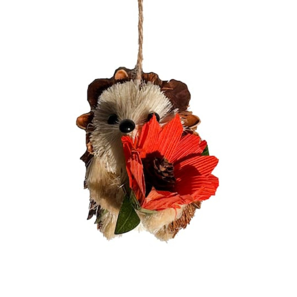 Ashland Decorative Natural Hedgehog Ornament with Flower