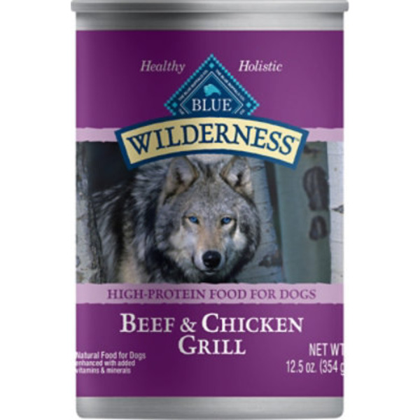 Blue Buffalo Wilderness High Protein, Natural Adult Wet Dog Food, Beef & Chicken Grill