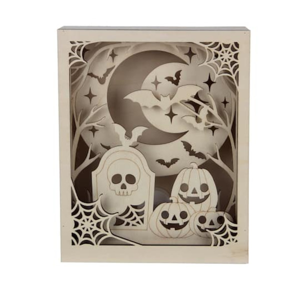 Make Market Jack-o'-Lantern Graveyard DIY LED Wood Shadow Box Decor