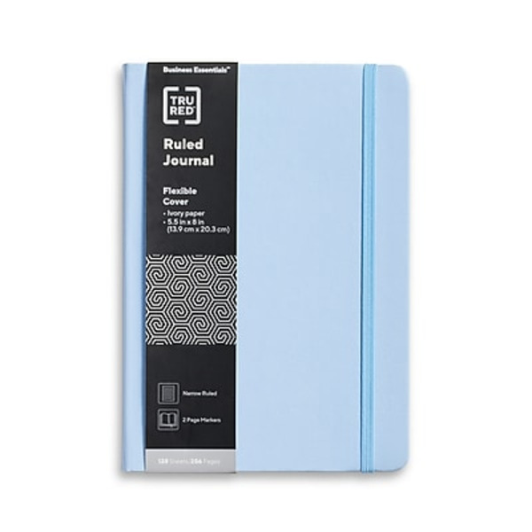 TRU RED Medium Flexible Cover Narrow Ruled Journal, 5.5 x 8 in - Light Blue