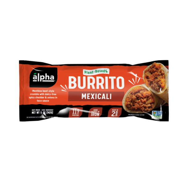 Alpha Mexicali Burrito Vegan Plant-based Meatless Vegetarian