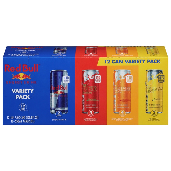 Red Bull Energy Drink Variety Pack Red Edition, Amber Edition