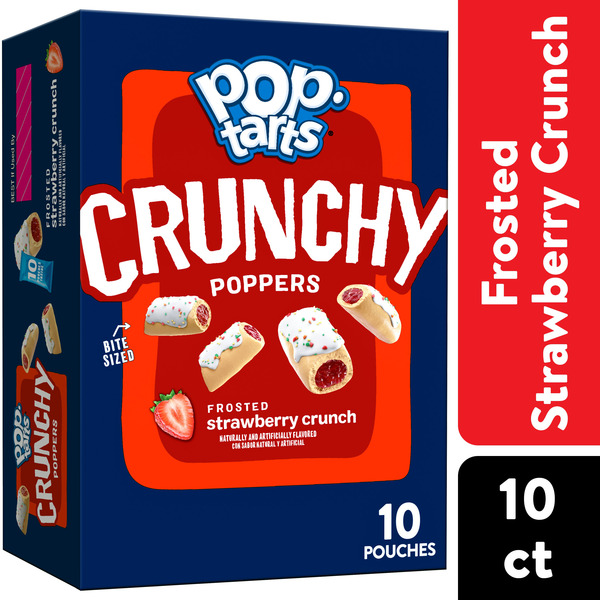 Pop-Tarts Crunchy Poppers Frosted Strawberry Crunch Crunchy Filled Snack Pieces, Kids Snacks, 10 Count