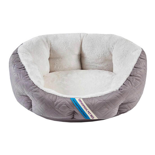 Play On Orthopedic Foam Cuddler Bed For Dog, XS - Gray & Cream