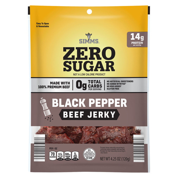 Simms Zero Sugar Black Pepper Beef Jerky