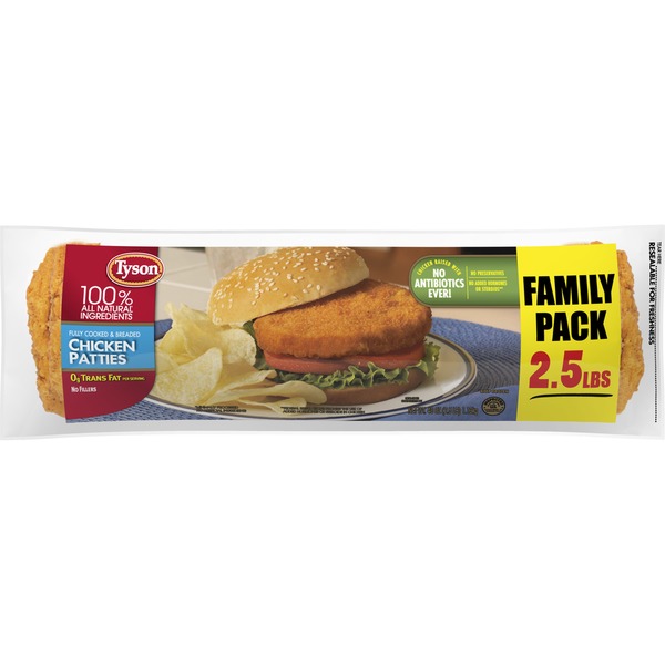 Tyson Fully Cooked Chicken Patties, Frozen (2.5 lb) Instacart