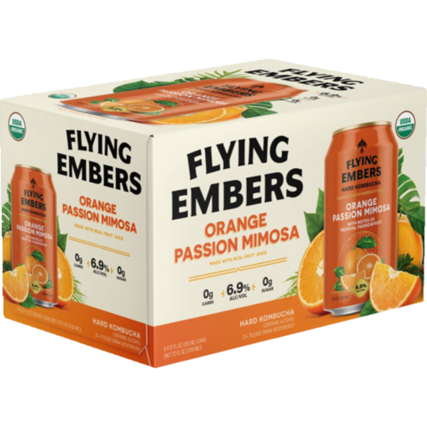 Flying Embers Orange Mimosa Hard Kombucha 6 Pack Cans