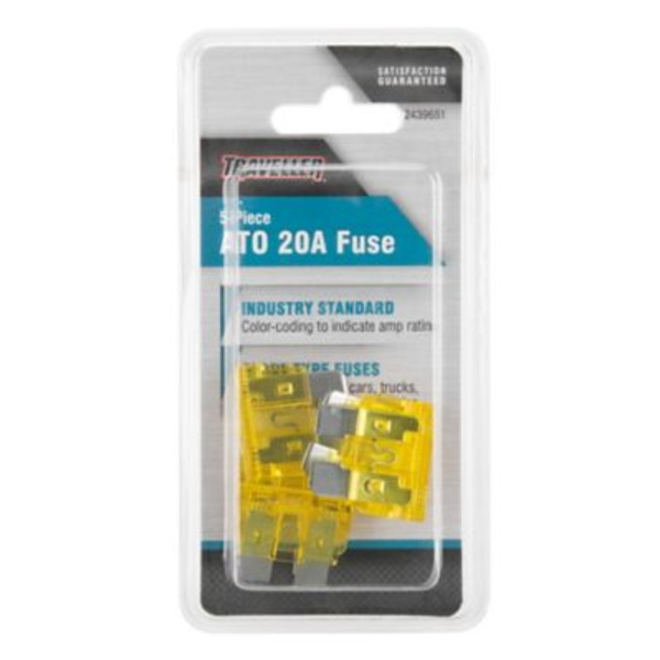 Traveller ATO 20A Blade Fuses, 5 pc.