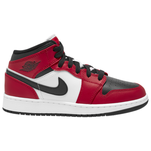 Jordan Kids' Grade School Jordan 1 Mid Basketball Shoes, Size 6 Medium/D - Black/Black/Gym Red