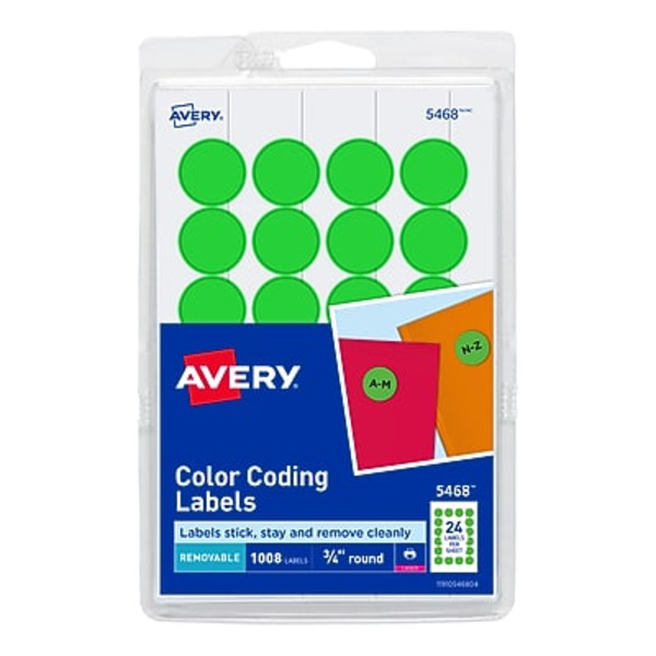 Avery 5468 3/4" Neon Green Laser Color Coding Labels