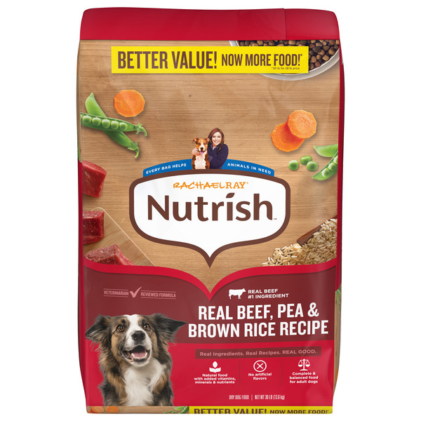 Rachael Ray Nutrish Adult Dry Dog Food Real Beef, Pea & Brown Rice Recipe, 30 lb. Bag