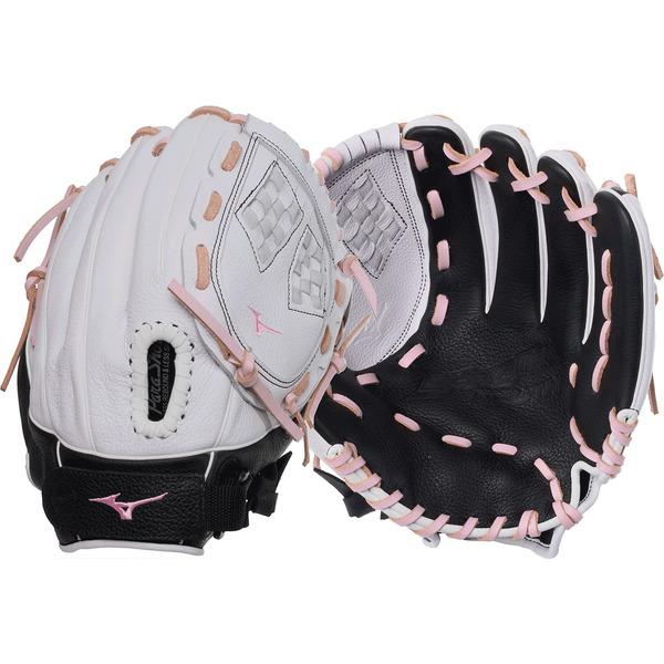 Mizuno Girls' Supreme Series Fastpitch Glove, 11 Inch, Right Hand Throw - White & Pink