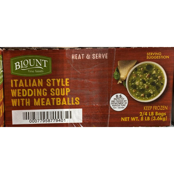 Frozen Blount - Italian Style Wedding Soup with Meatballs - 2/4 lbs