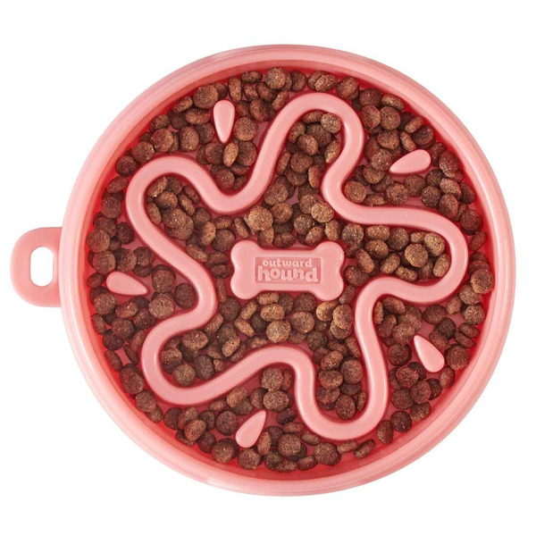 Outward Hound Fun Feeder Slo Star Bowl, Small - Coral