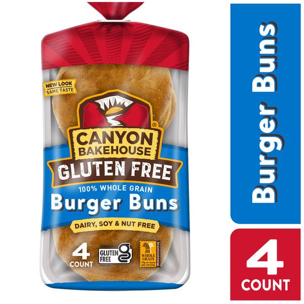 Canyon Bakehouse Burger Buns, Gluten Free Hamburger Buns, 100