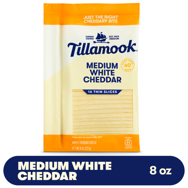 Tillamook Medium White Cheddar Cheese Slices
