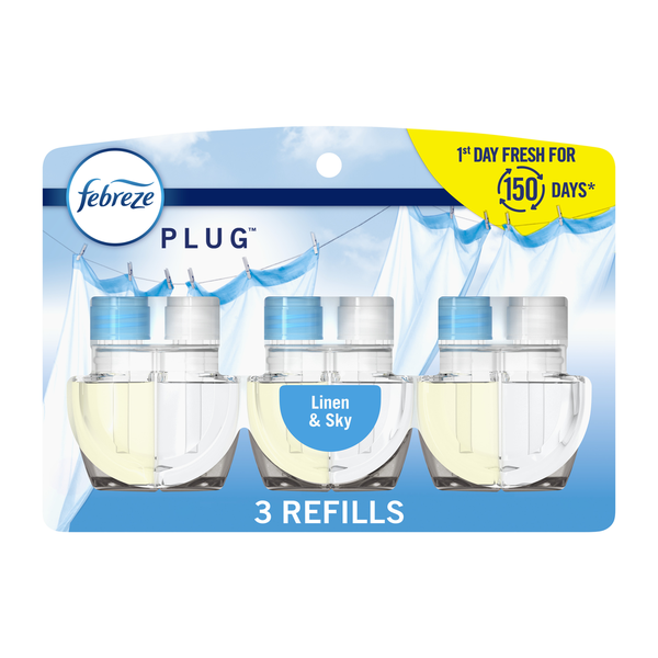 Febreze Fade Defy 0.87 Oz. Linen And Sky Scented Oil Plug-in Automatic Air Freshener Refill (3-count)