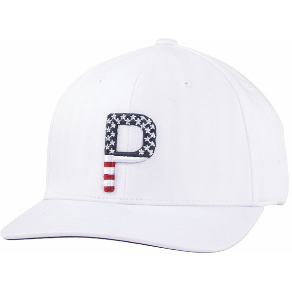 PUMA Pars & Stripes P Snapback Golf Hat - Bright White - One Size