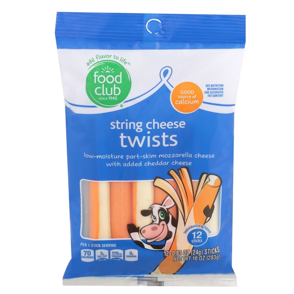 Coco String Cheddar Food Club Low-Moisture Part-Skim Mozzarella With Added Cheddar String ...