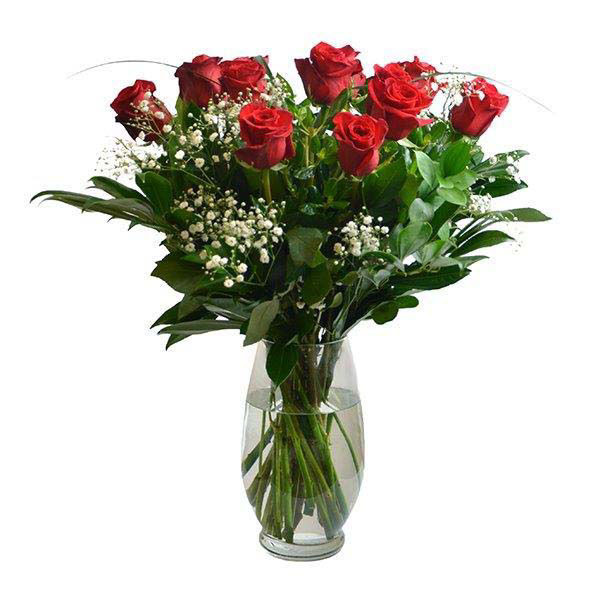 Wegmans Roses Wegmans Wegmans Premium Dozen Red Rose Vase Arrangement Same-Day ...