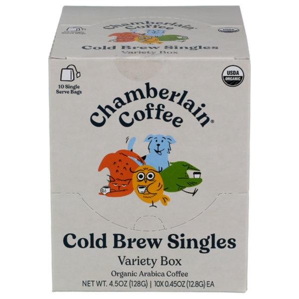 Chamberlain Coffee Organic Arabica Coffee Cold Brew Singles Variety Box 10 Pack