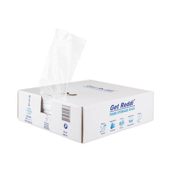 Get Reddi- 10x8x24 .85 Mil Clear Poly Food Bag- 500 ct