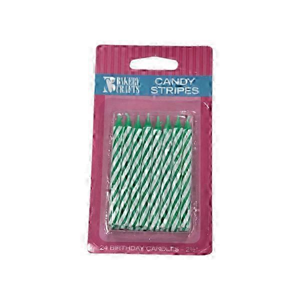 Oasis Supply Green Candy Stripe Birthday Candles