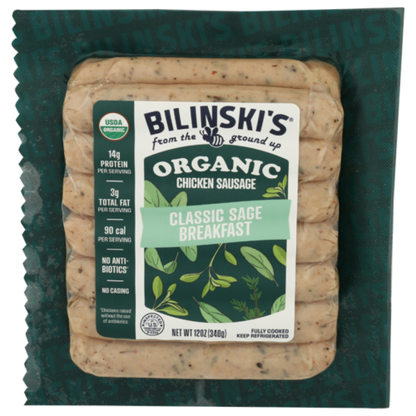 Bilinski's Organic Classic Sage Breakfast Chicken Sausage