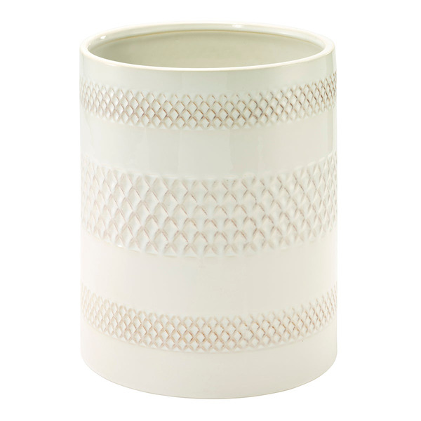 Nicole Miller Ceramic Waste Basket, 8 x 8.5 x 10 in - Cream/Ivory