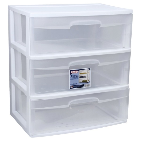 Sterilite Drawer Cart 3 White Wide 1 Each Instacart
