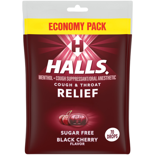 Halls Sugar Free Black Cherry Cough Drops 7.66 oz Same-Day