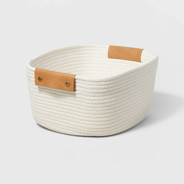 Threshold 13" Small Cream Square Base Tapered Basket