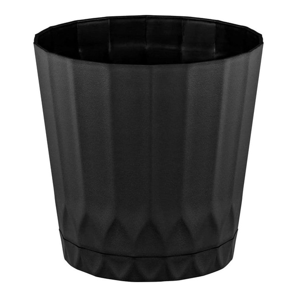 Vigoro 8.4 In. Concord Black Recycled Plastic Indoor Outdoor Planter With Attached Saucer (8.4 In. L X 8.4 In. W X 8.3 In. H)