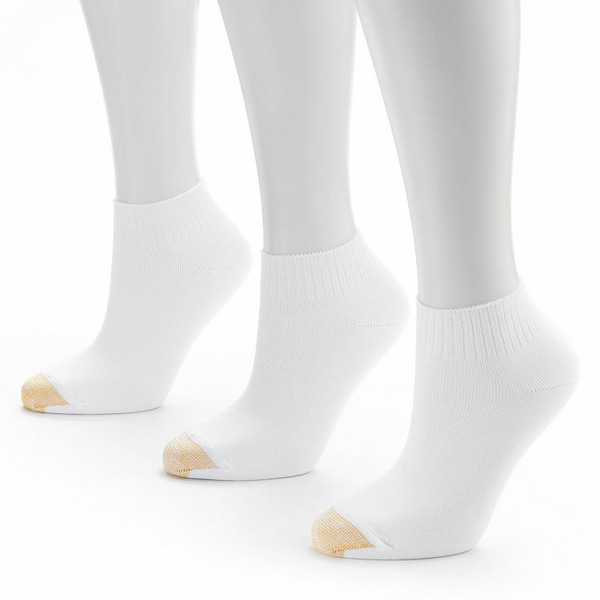 GOLDTOE 3-pk. Ribbed Quarter Socks - Women, Women's, Size: 9-11, White