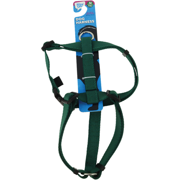 Play On Basic Adjustable Dog Harness, Medium - Green