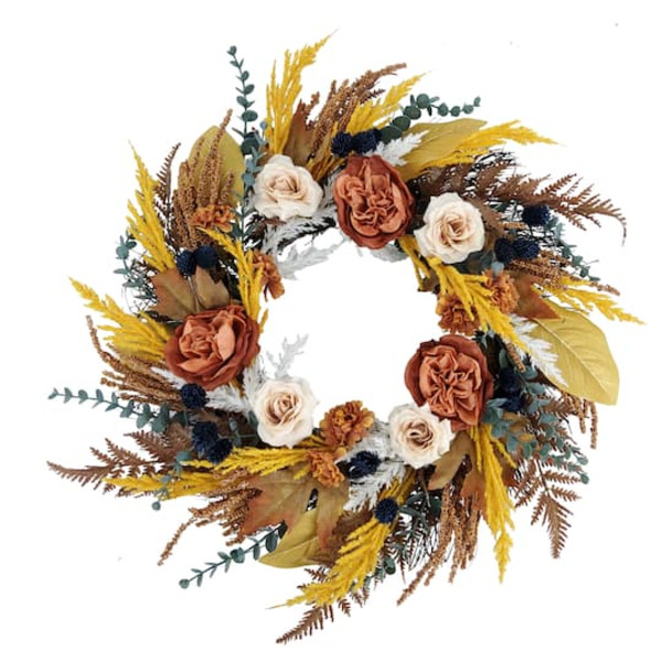 Ashland Burnt Orange Peony & Eucalyptus Wreath
