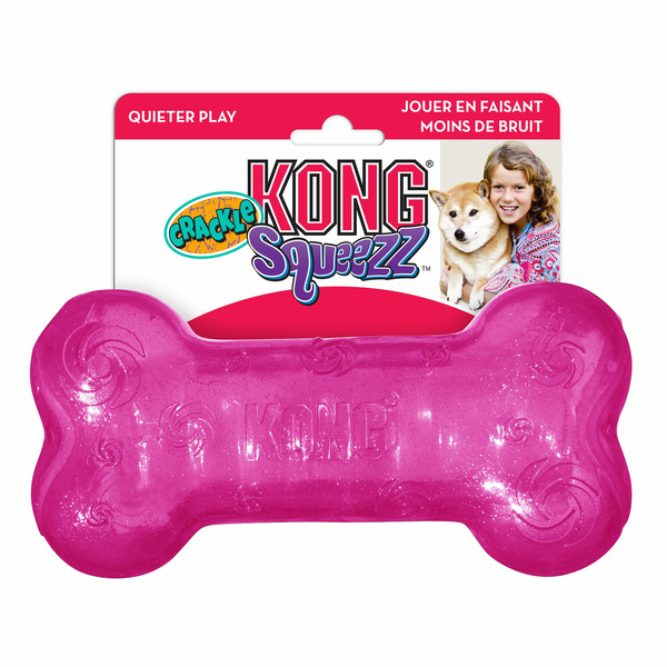 KONG Squeezz Crackle Squeaker Bone Dog Toy