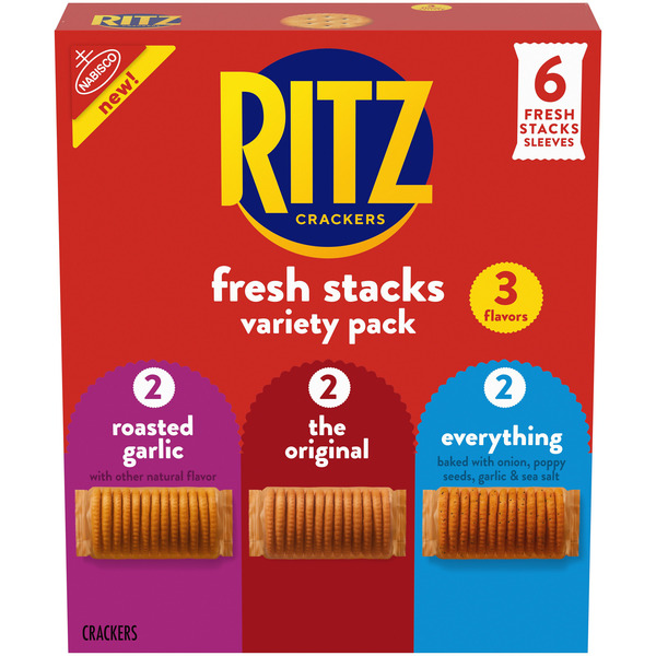 Ritz Fresh Stacks 3-Flavor Crackers Variety Pack, Travel Snacks