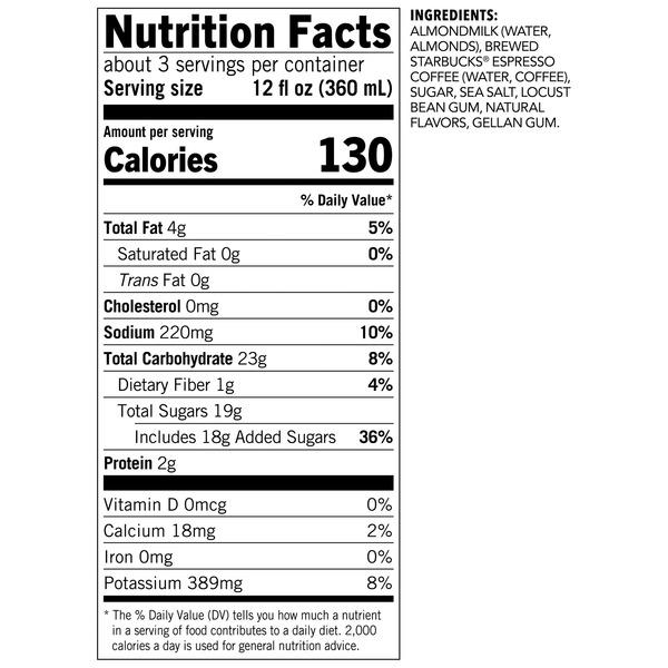 30 Starbucks Almond Milk Nutrition Label Label Design Ideas 2020