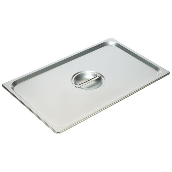 Winco - 18/8 Stainless Steel Steam Pan Cover, Solid - Full Size, 20.88" x 12.81" x 1.13" - 1 Ct.