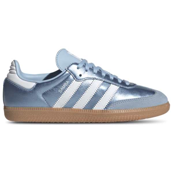 adidas Originals Samba Girls' Grade School Shoe, Size 6 - Metallic Blue/Footwear White