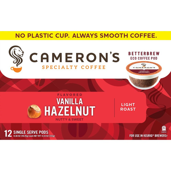 Cameron's Coffee EcoPods, Flavored, Vanilla Hazelnut Light Roast Same ...